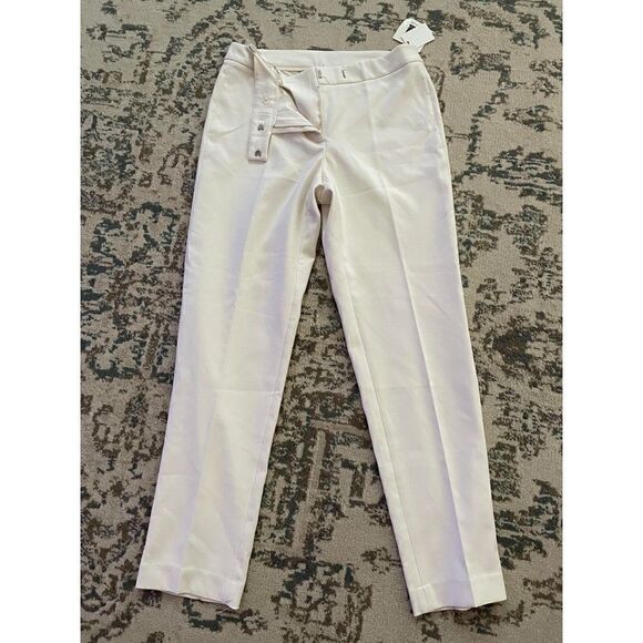 Anne Klein AK  Womens 4 Straight Leg Pant White Cropped - Picture 8 of 9